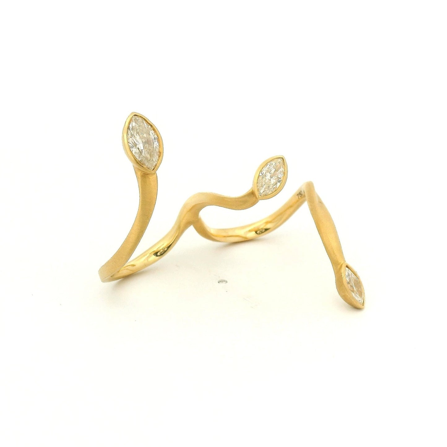 Double Finger Ring With Marquise Cut Diamonds - Forever Rox Fine Jewelry