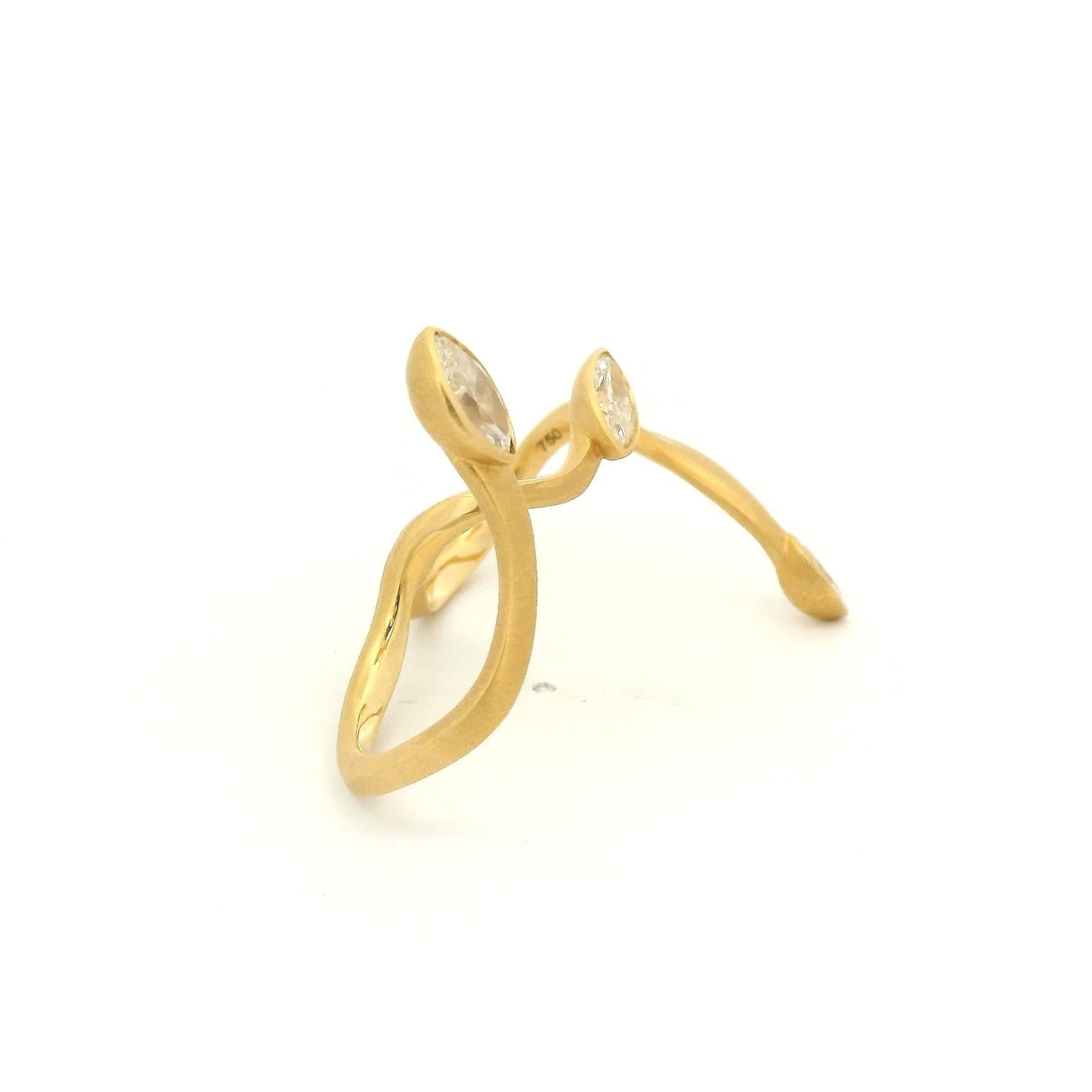 Double Finger Ring With Marquise Cut Diamonds - Forever Rox Fine Jewelry