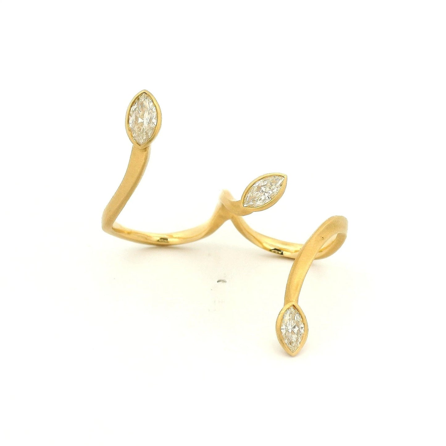 Double Finger Ring With Marquise Cut Diamonds - Forever Rox Fine Jewelry