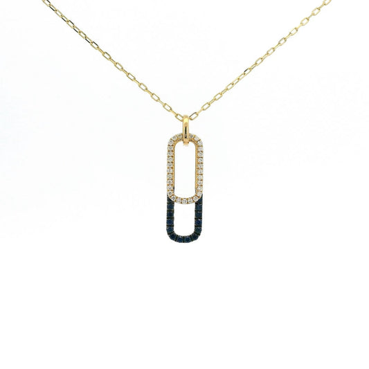 Double Oval Diamond & Blue Sapphire Stacked Pendant - Forever Rox Fine Jewelry