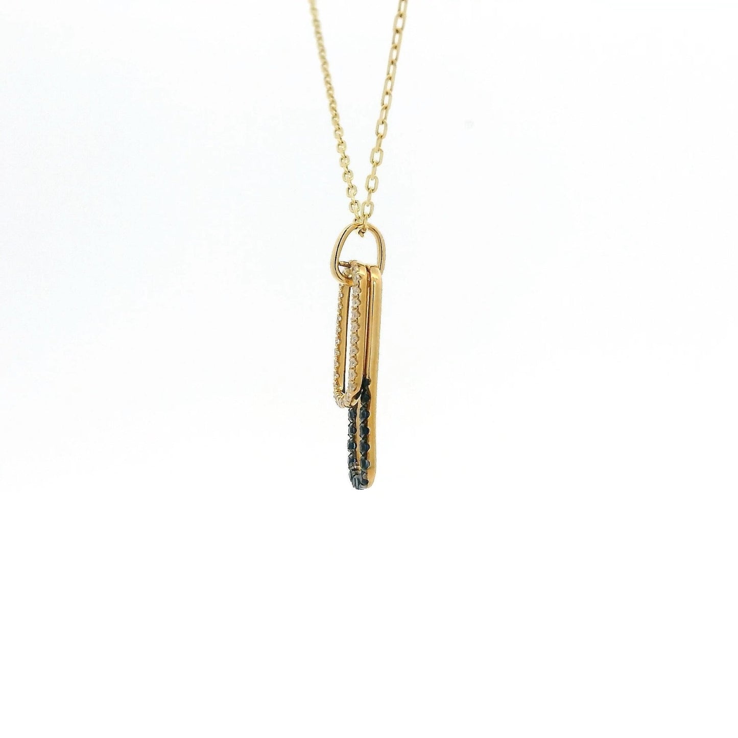 Double Oval Diamond & Blue Sapphire Stacked Pendant - Forever Rox Fine Jewelry