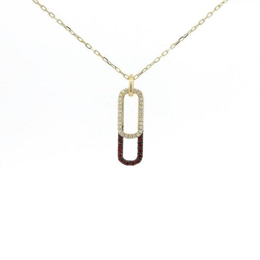 Double Oval Diamond & Ruby Stacked Pendant - Forever Rox Fine Jewelry