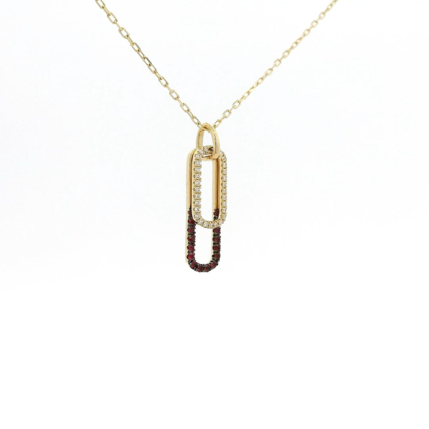 Double Oval Diamond & Ruby Stacked Pendant - Forever Rox Fine Jewelry