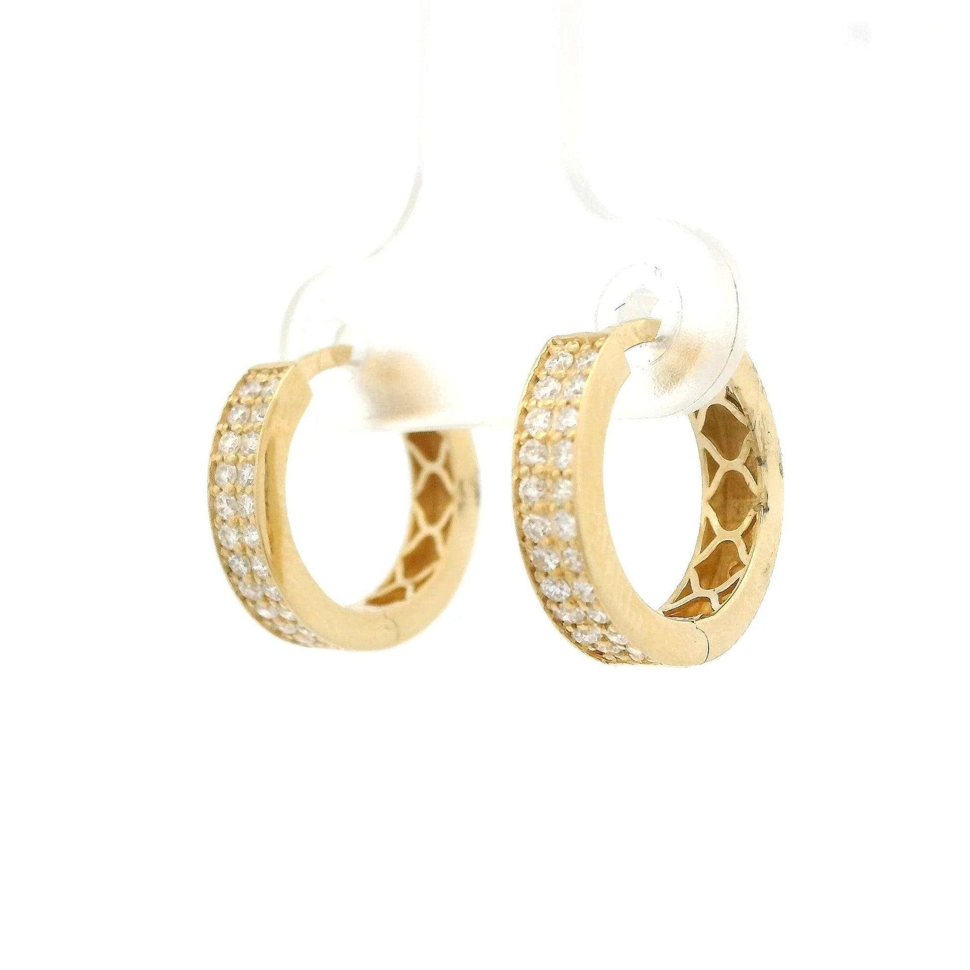 Double Row Diamond Huggie Hoops - Forever Rox