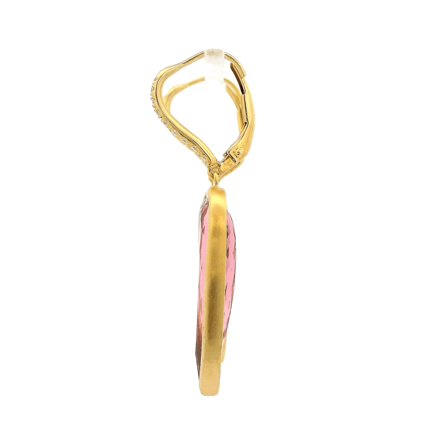 Elongated Pear Shape Pink Tourmaline & Diamond Dangles - Forever Rox