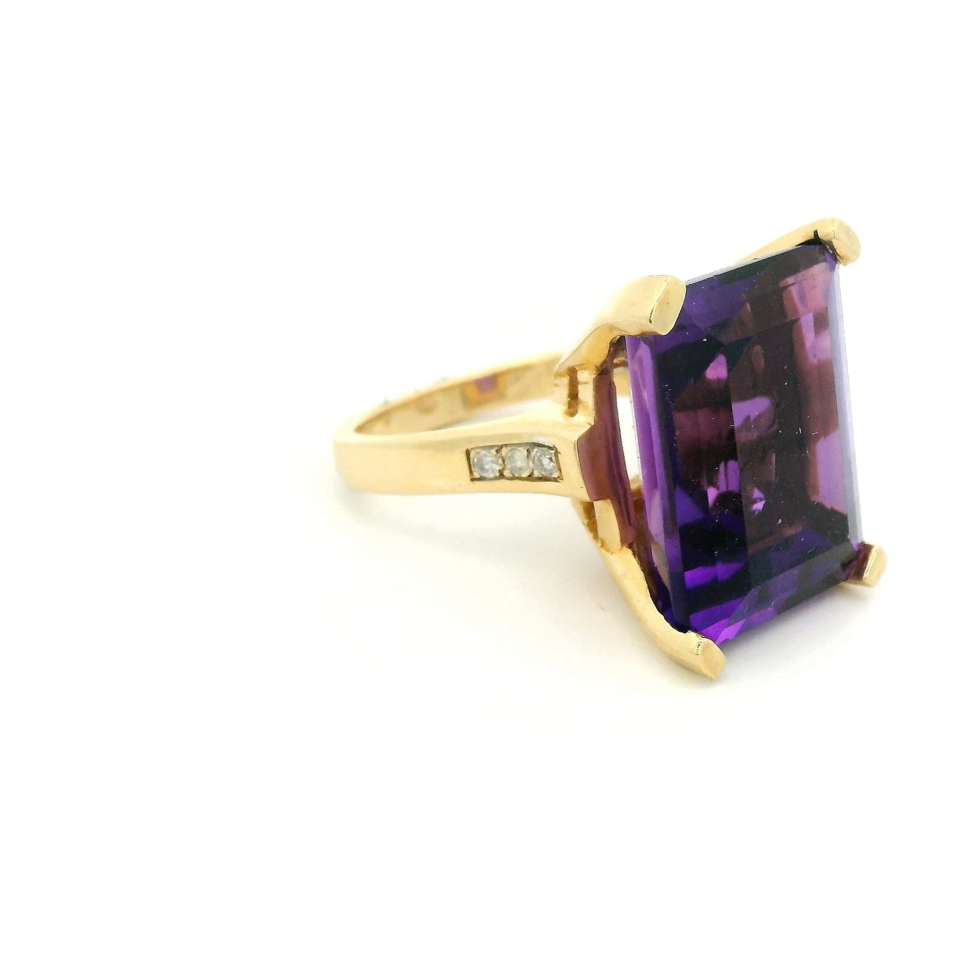 Emerald Cut Amethyst & Diamond Coctail Ring - Forever Rox Fine Jewelry