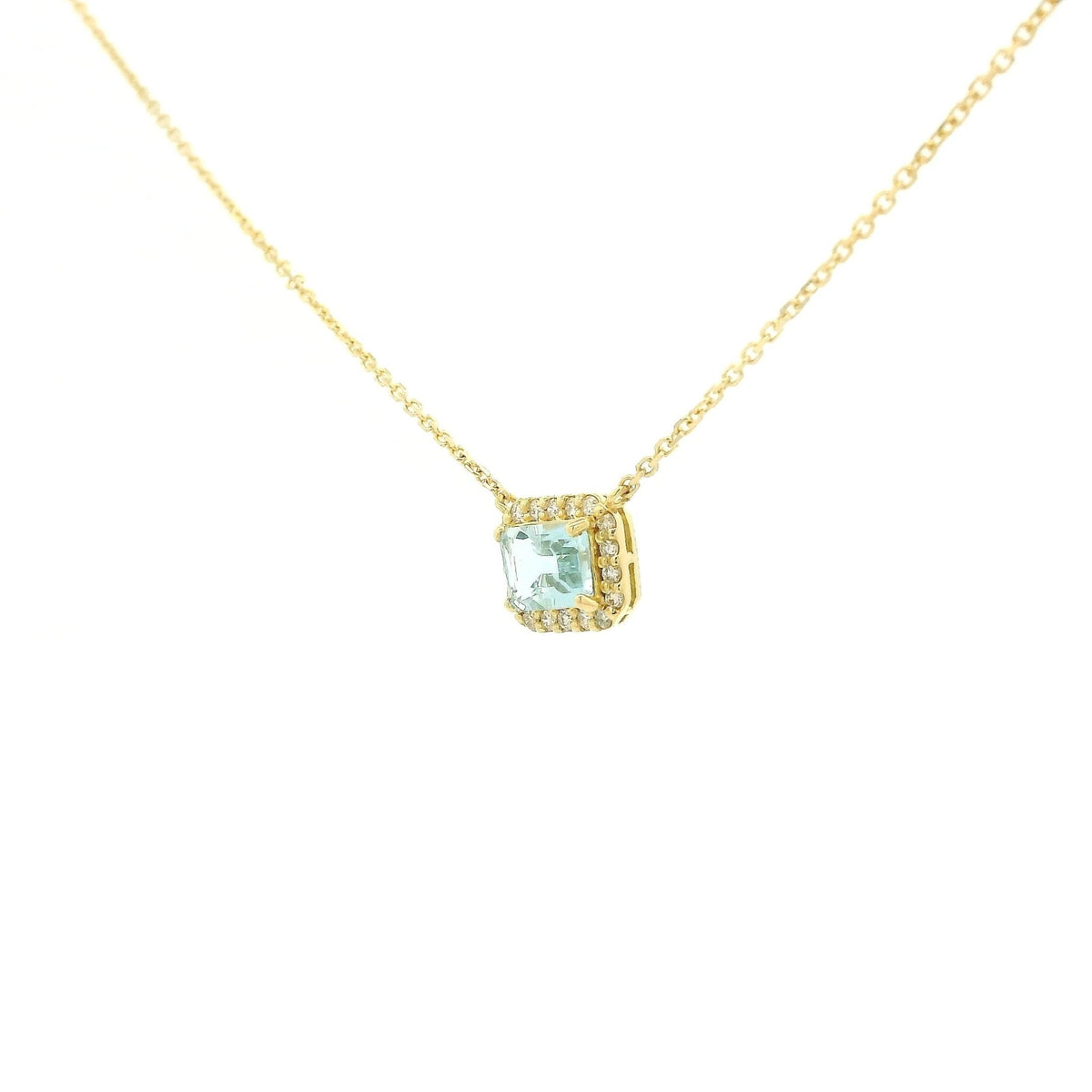 Emerald Cut Aquamarine & Diamond Pendant - Forever Rox Fine Jewelry