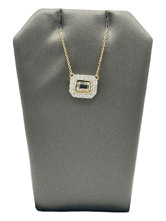Emerald Cut Aquamarine & Diamond Pendant - Forever Rox