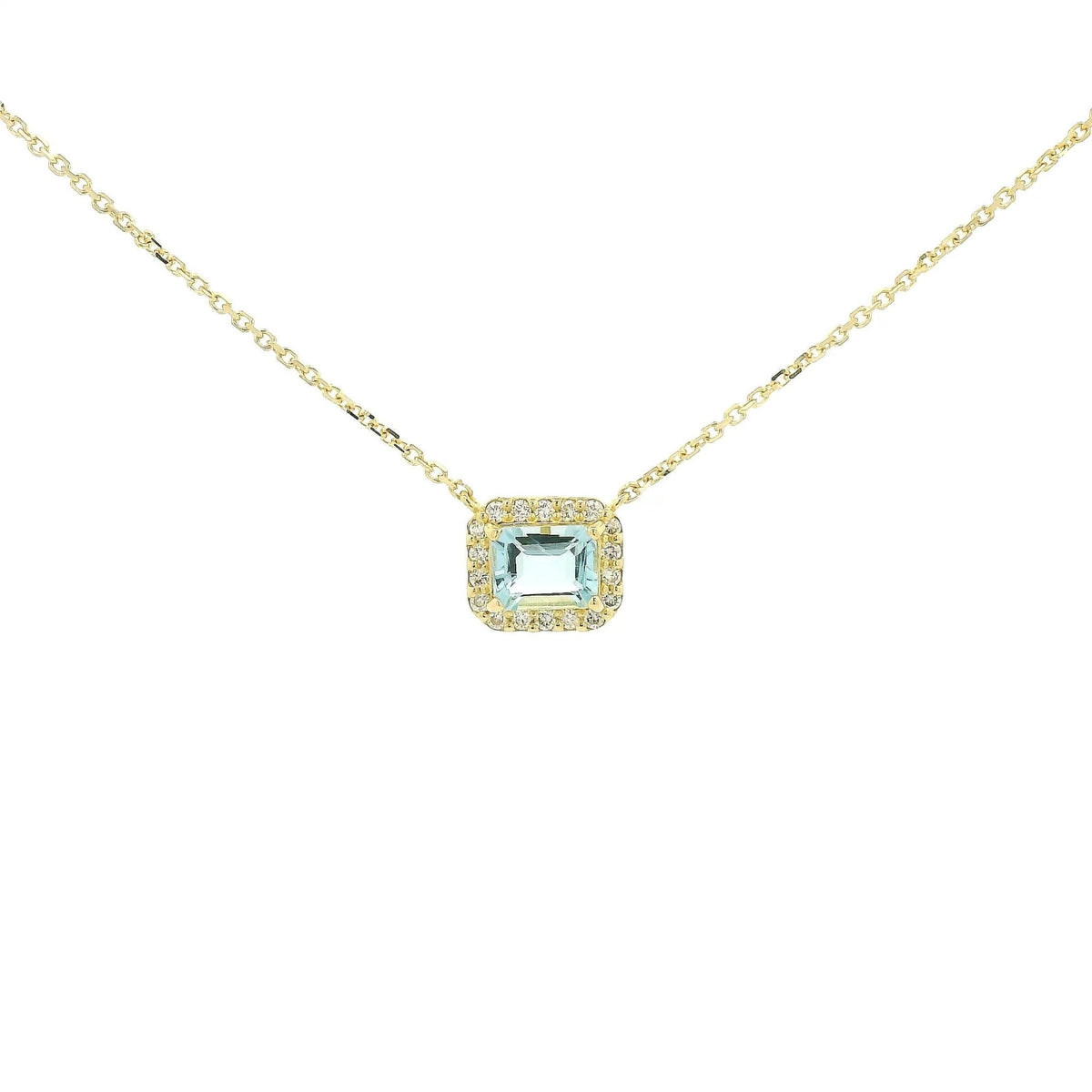 Emerald Cut Aquamarine & Diamond Pendant - Forever Rox Fine Jewelry
