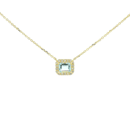 Emerald Cut Aquamarine & Diamond Pendant - Forever Rox Fine Jewelry