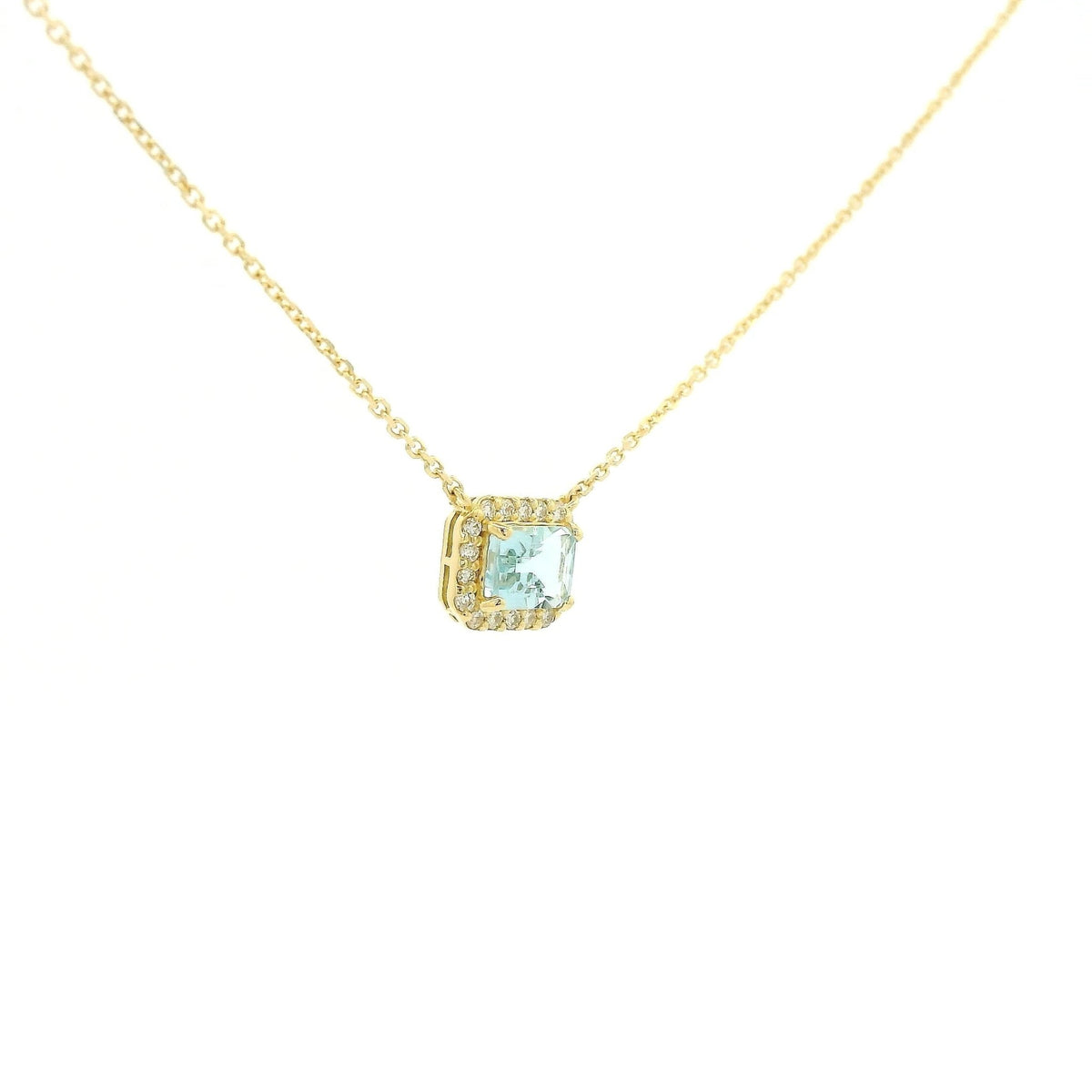 Emerald Cut Aquamarine & Diamond Pendant - Forever Rox Fine Jewelry