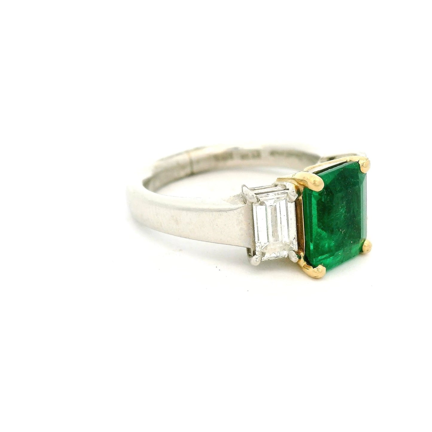 Emerald Cut Brazilian Certified Emerald Ring With Emerald Cut Diamonds - Forever Rox