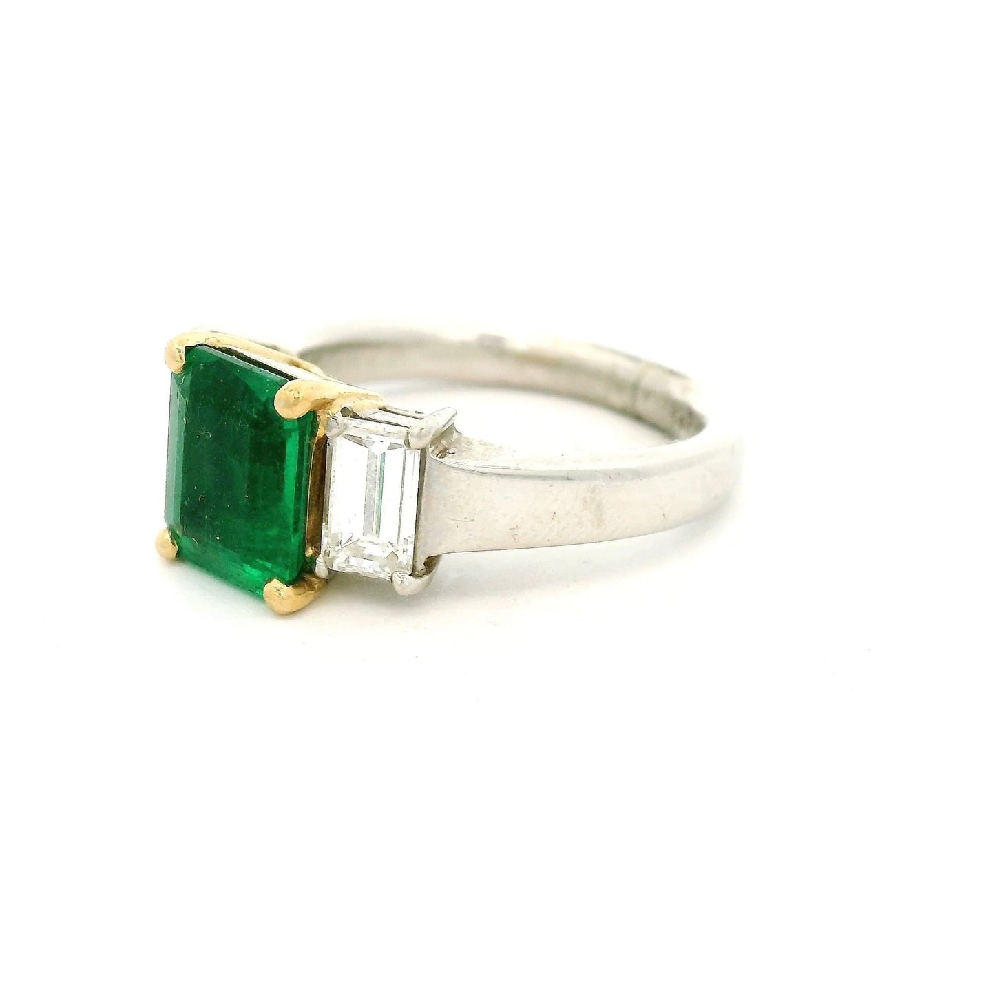 Emerald Cut Brazilian Certified Emerald Ring With Emerald Cut Diamonds - Forever Rox