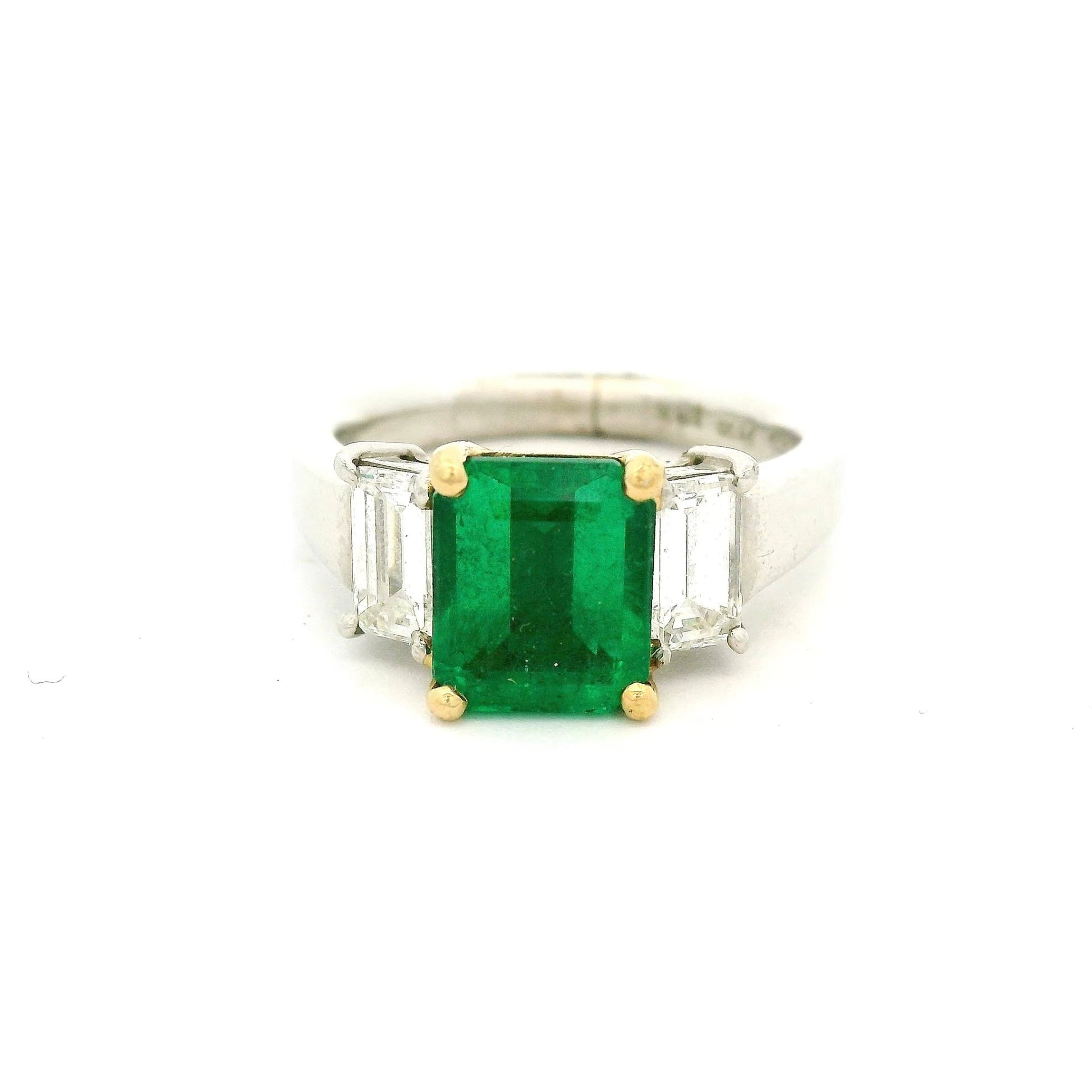 Emerald Cut Brazilian Certified Emerald Ring With Emerald Cut Diamonds - Forever Rox