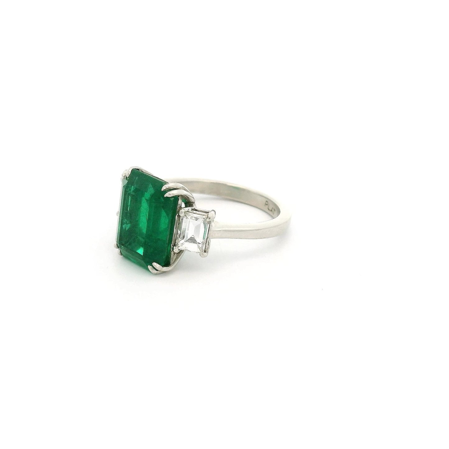 Emerald Cut Certified F1 Emerald & Emerald Cut Diamond Ring - Forever Rox Fine Jewelry