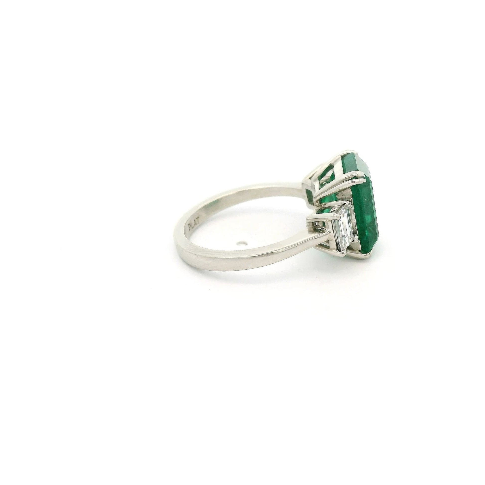 Emerald Cut Certified F1 Emerald & Emerald Cut Diamond Ring - Forever Rox Fine Jewelry