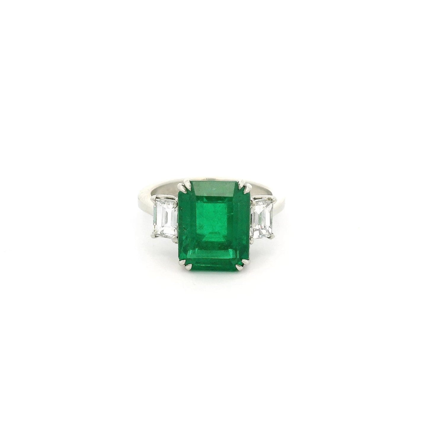 Emerald Cut Certified F1 Emerald & Emerald Cut Diamond Ring - Forever Rox Fine Jewelry