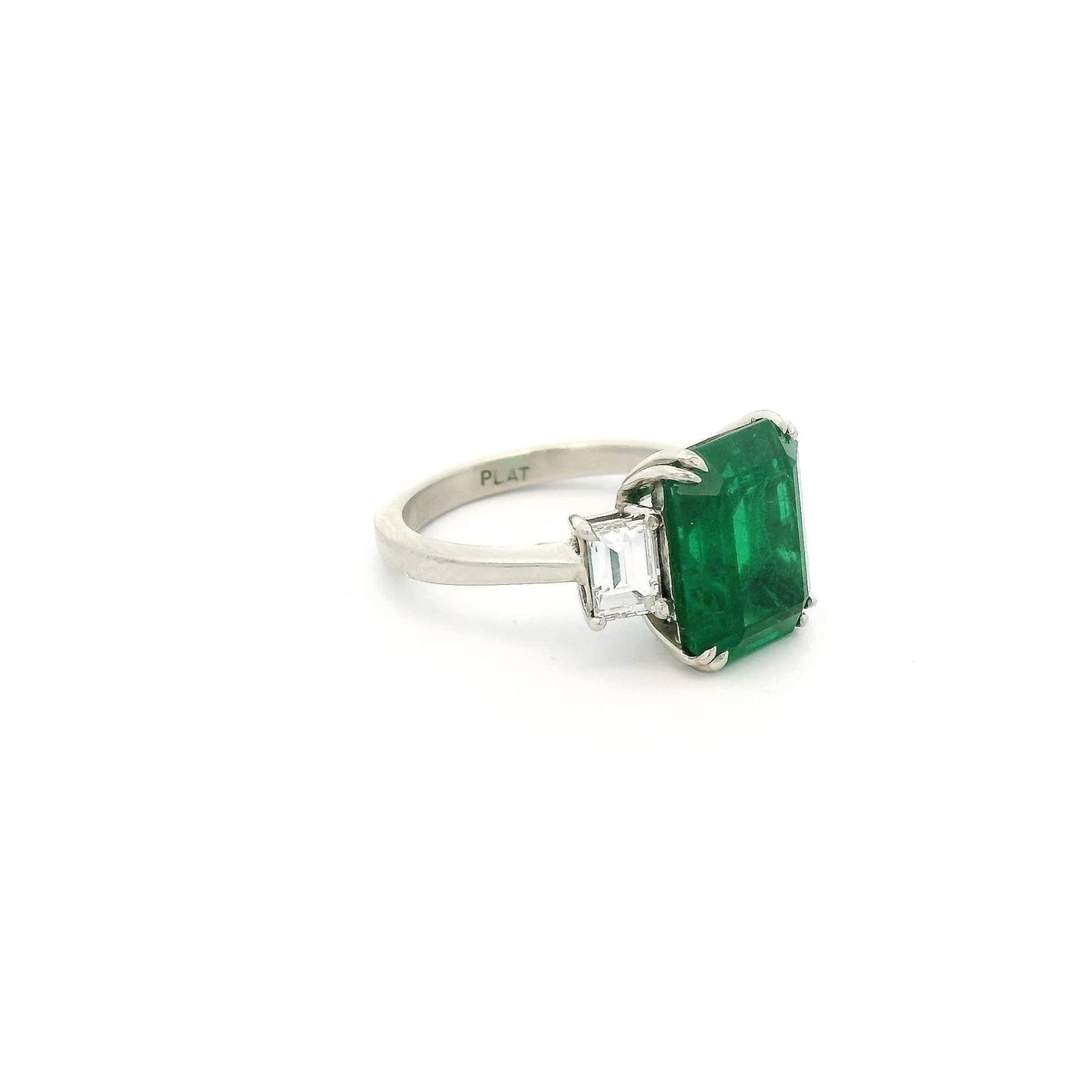 Emerald Cut Certified F1 Emerald & Emerald Cut Diamond Ring - Forever Rox Fine Jewelry