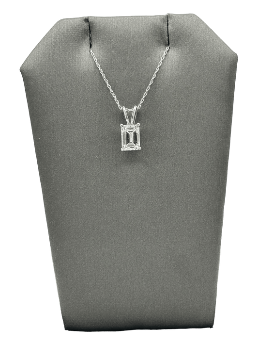 Emerald Cut Diamond Pendant With Chain - Forever Rox