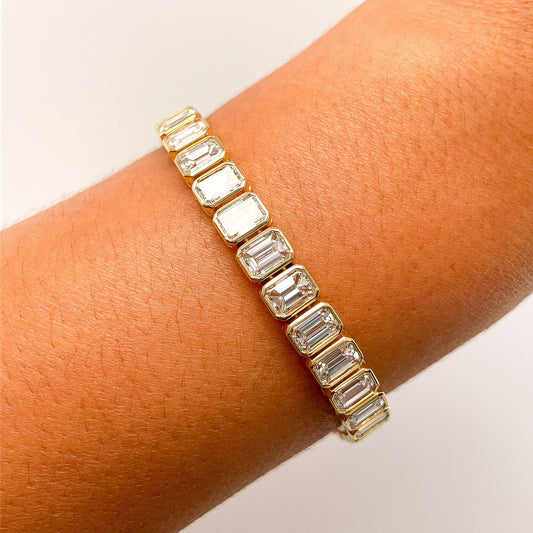 Emerald Cut Diamond Tennis bracelet - Forever Rox