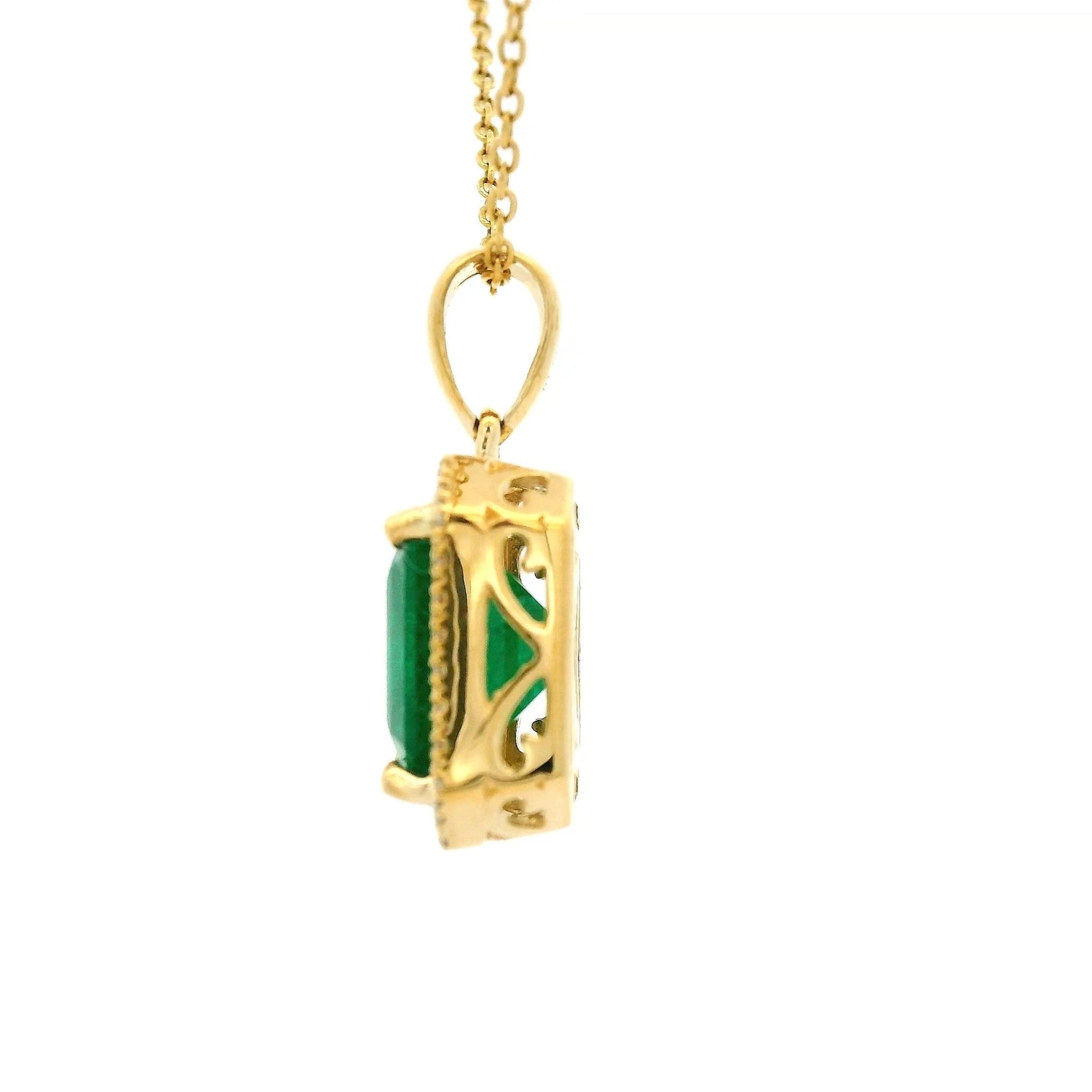 Emerald Cut Emerald & Diamond Pendant - Forever Rox