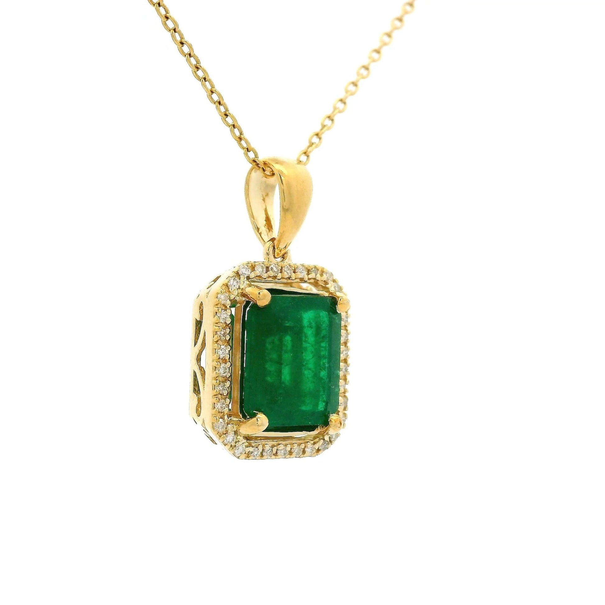 Emerald Cut Emerald & Diamond Pendant - Forever Rox