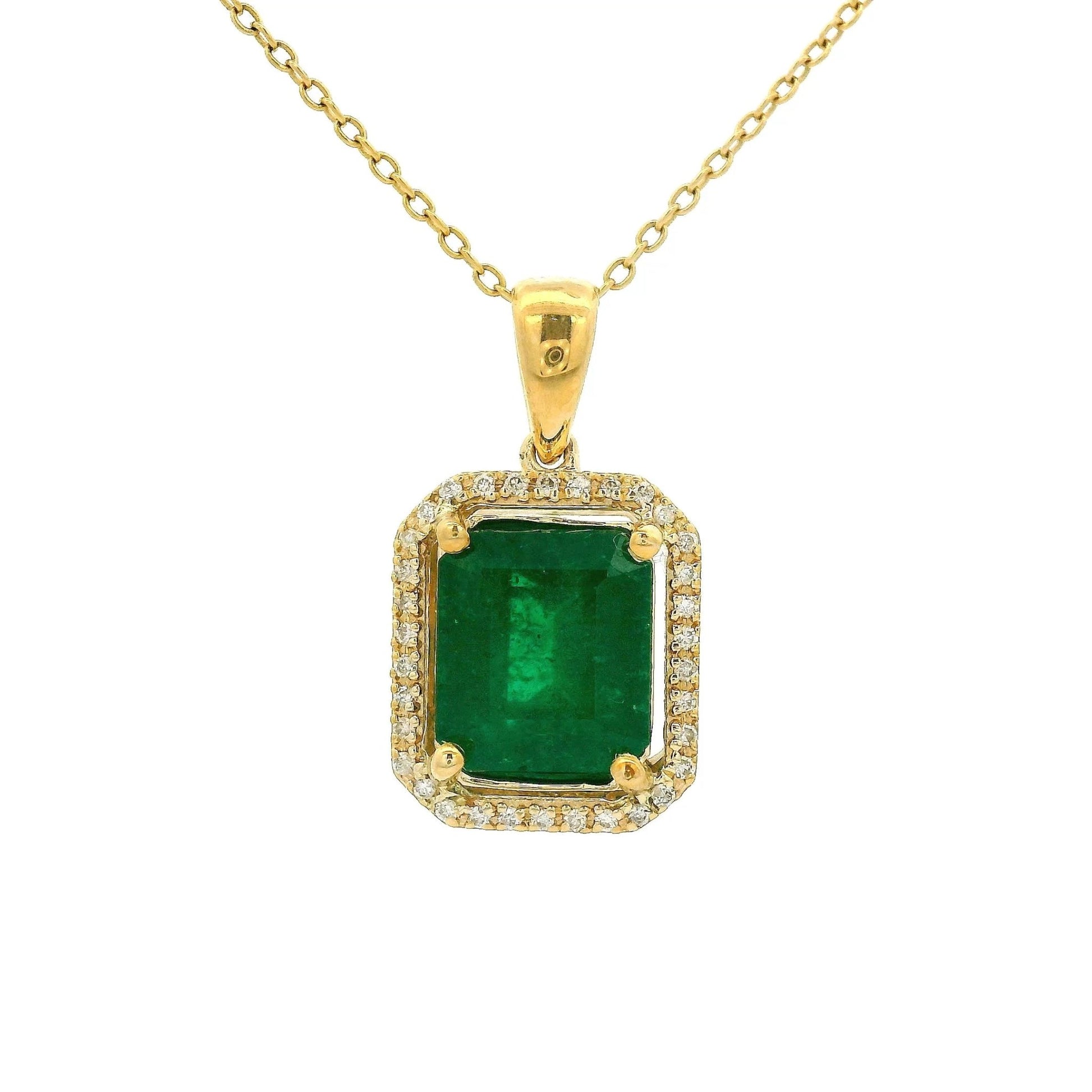 Emerald Cut Emerald & Diamond Pendant - Forever Rox