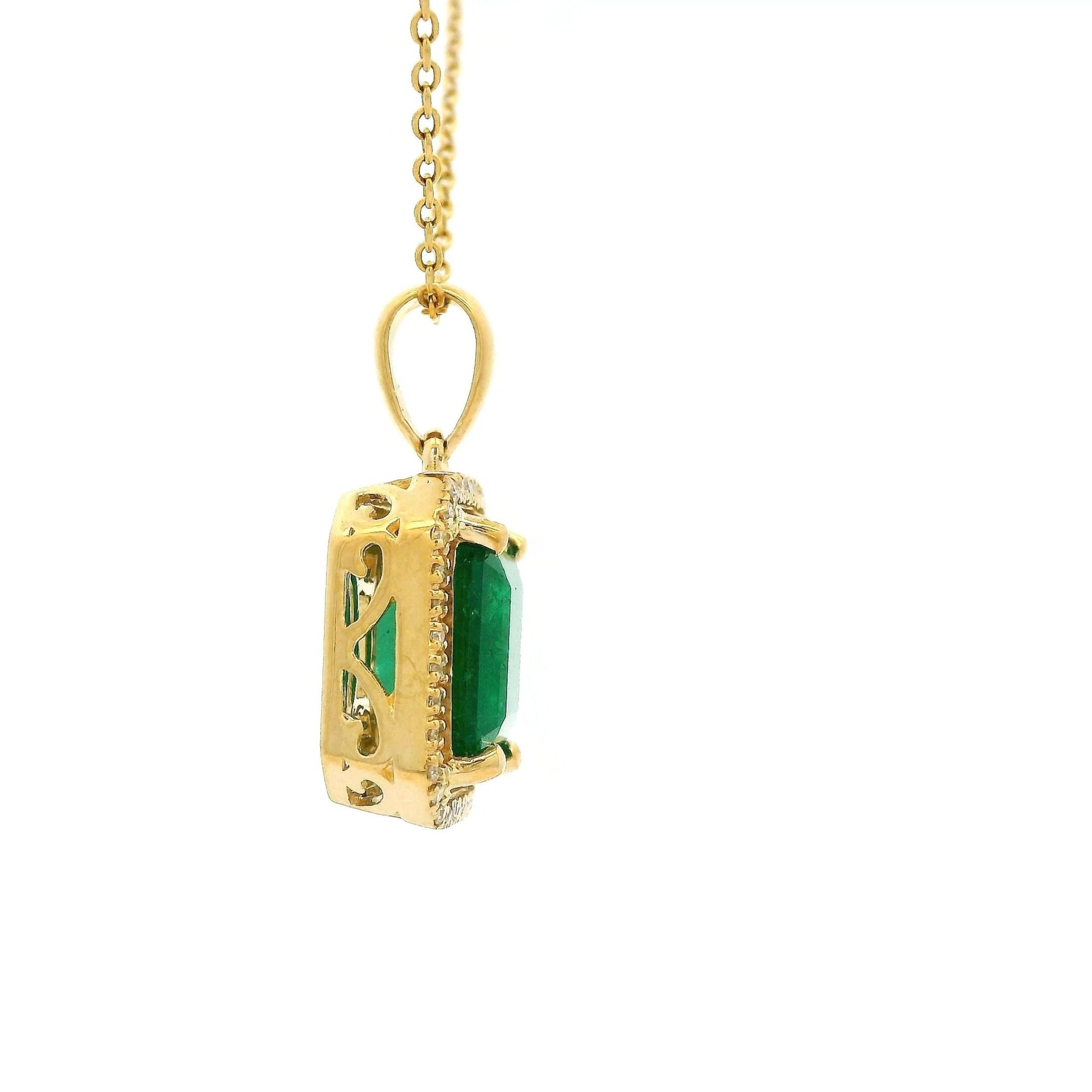 Emerald Cut Emerald & Diamond Pendant - Forever Rox