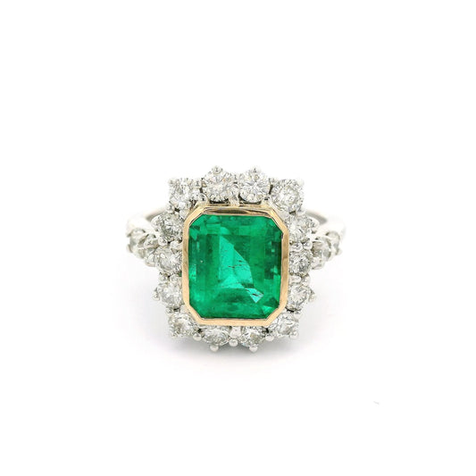 Emerald Cut Emerald & Diamond Ring - Forever Rox