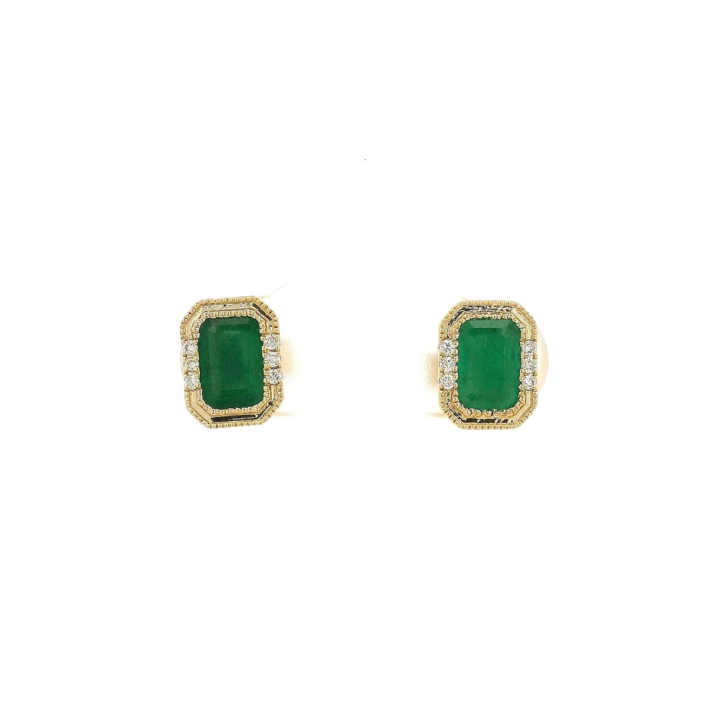 Emerald Cut Emerald & Diamond Studs - Forever Rox Fine Jewelry