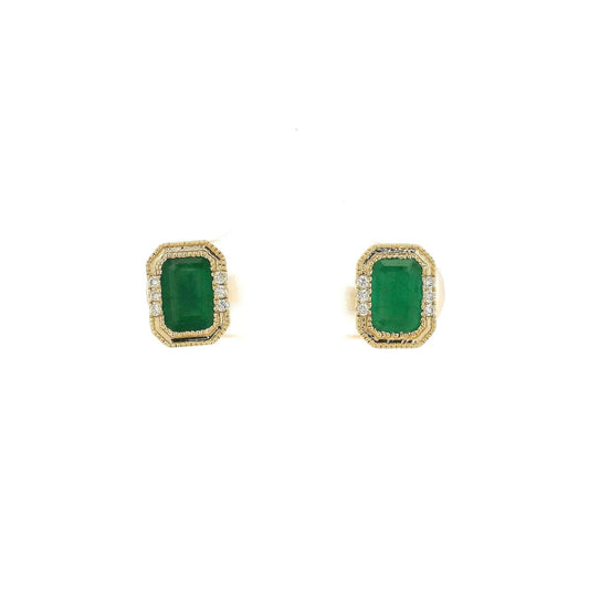 Emerald Cut Emerald & Diamond Studs - Forever Rox Fine Jewelry