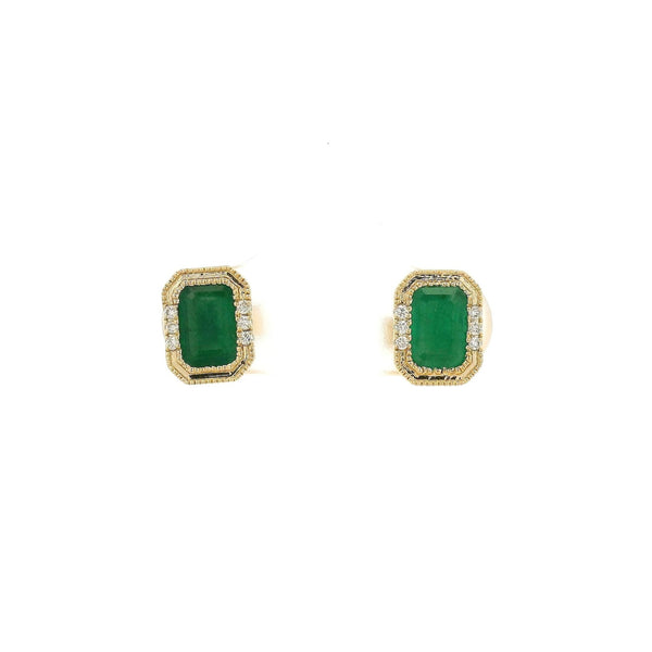 Emerald Cut Emerald & Diamond Studs - Forever Rox Fine Jewelry