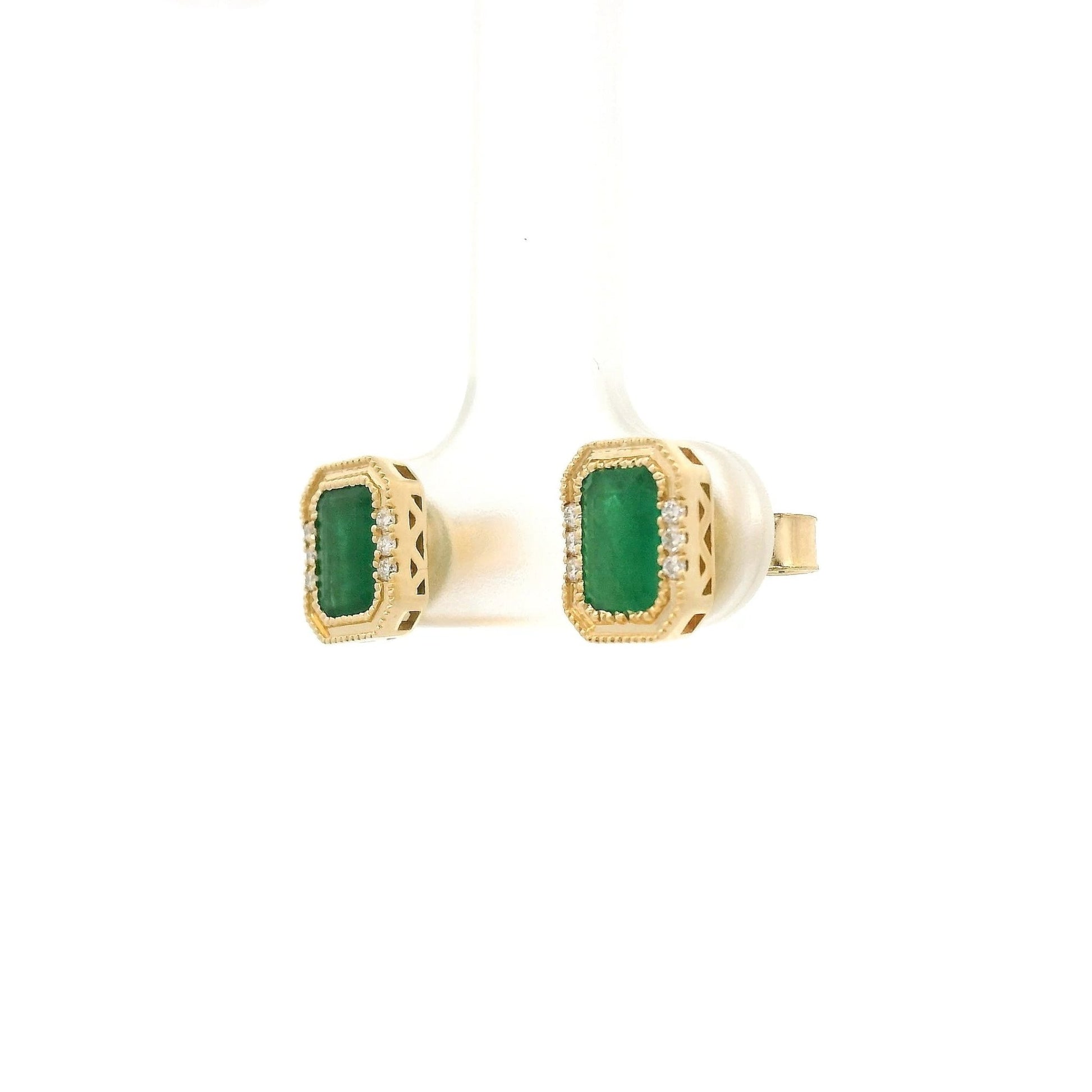 Emerald Cut Emerald & Diamond Studs - Forever Rox Fine Jewelry