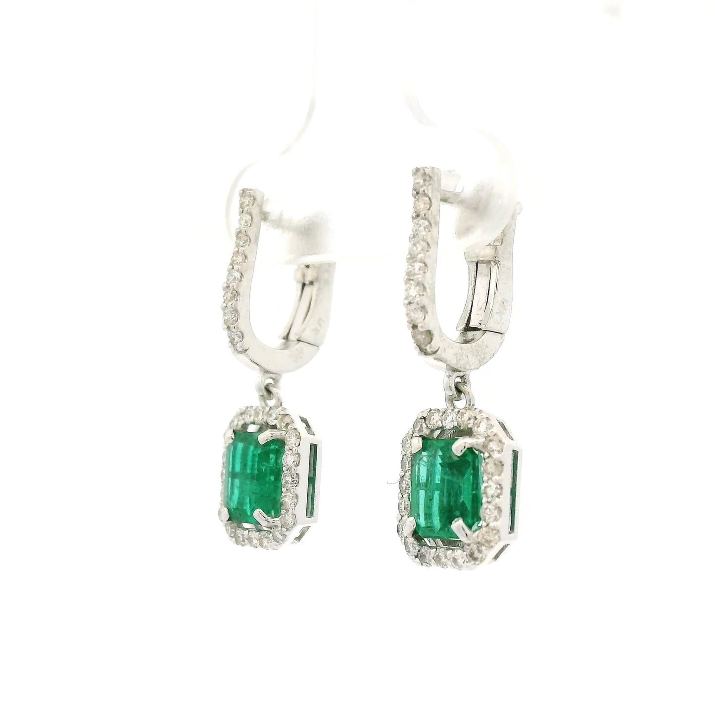Emerald Cut Emeralds & Diamond Dangle Earrings - Forever Rox