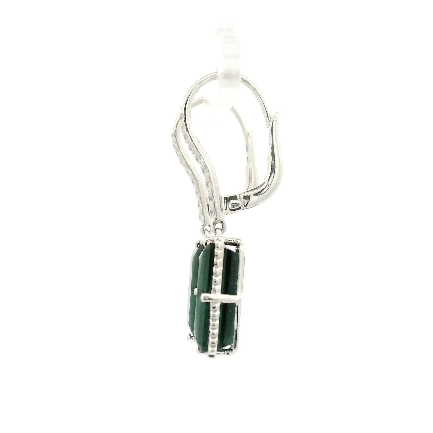 Emerald Cut Green Tourmaline & Diamond Dangle Earrings - Forever Rox Fine Jewelry