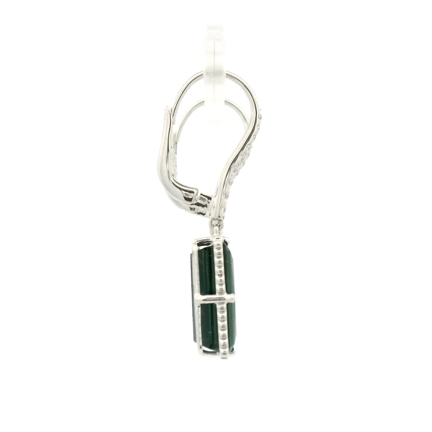 Emerald Cut Green Tourmaline & Diamond Dangle Earrings - Forever Rox Fine Jewelry
