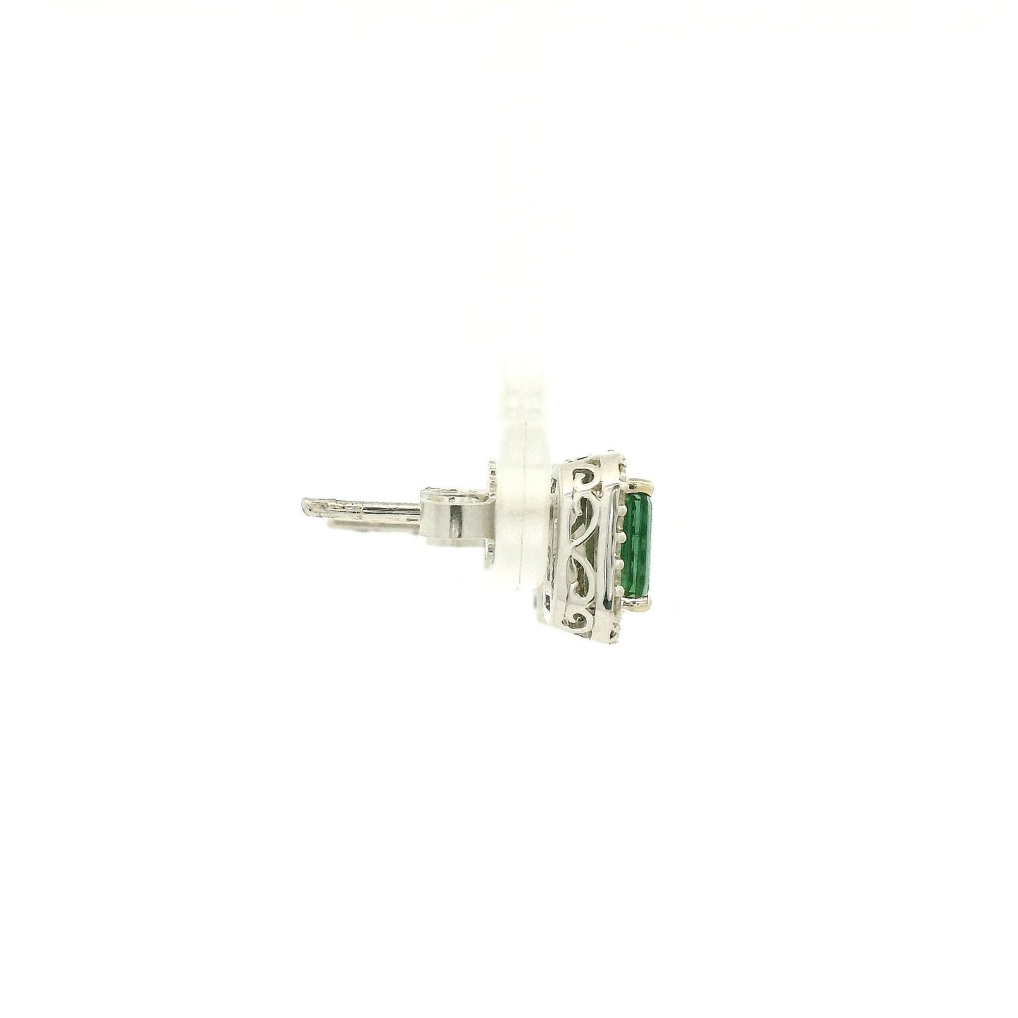 Emerald Cut Green Tourmaline & Diamond Halo Studs - Forever Rox Fine Jewelry