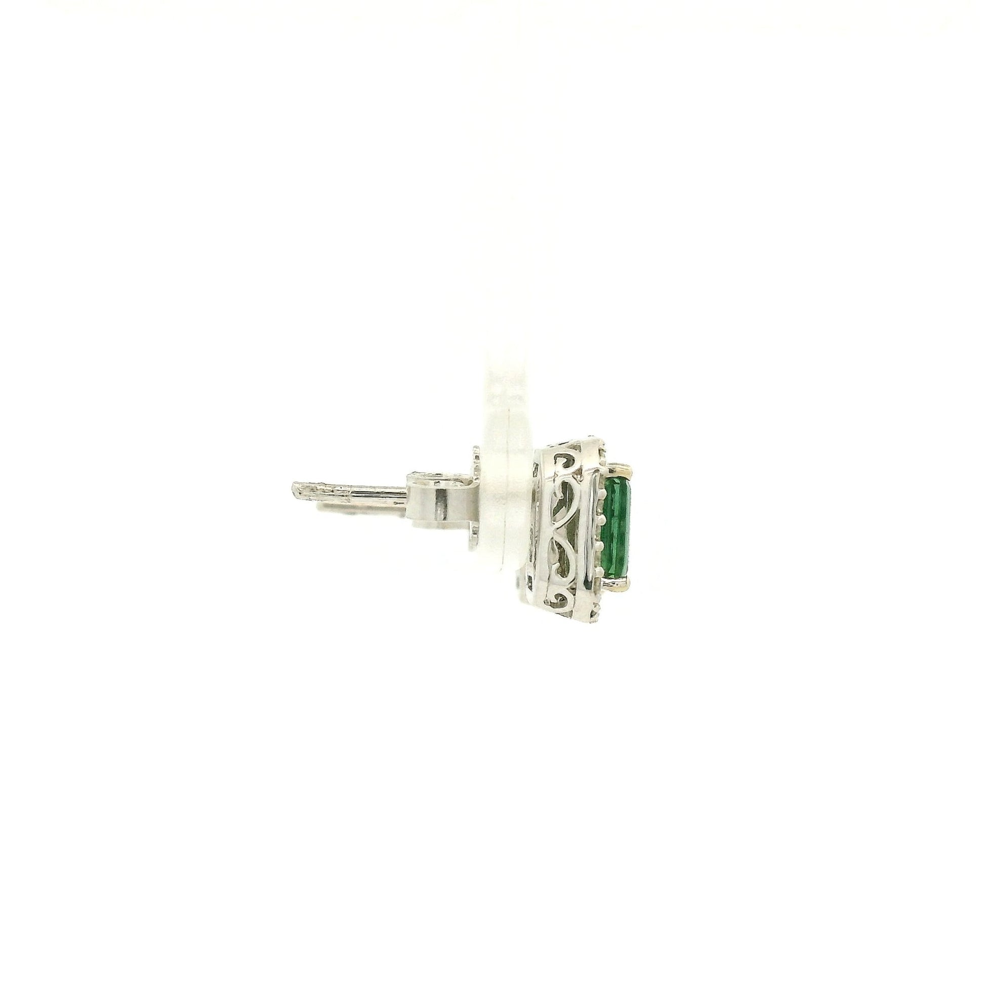 Emerald Cut Green Tourmaline & Diamond Halo Studs - Forever Rox Fine Jewelry