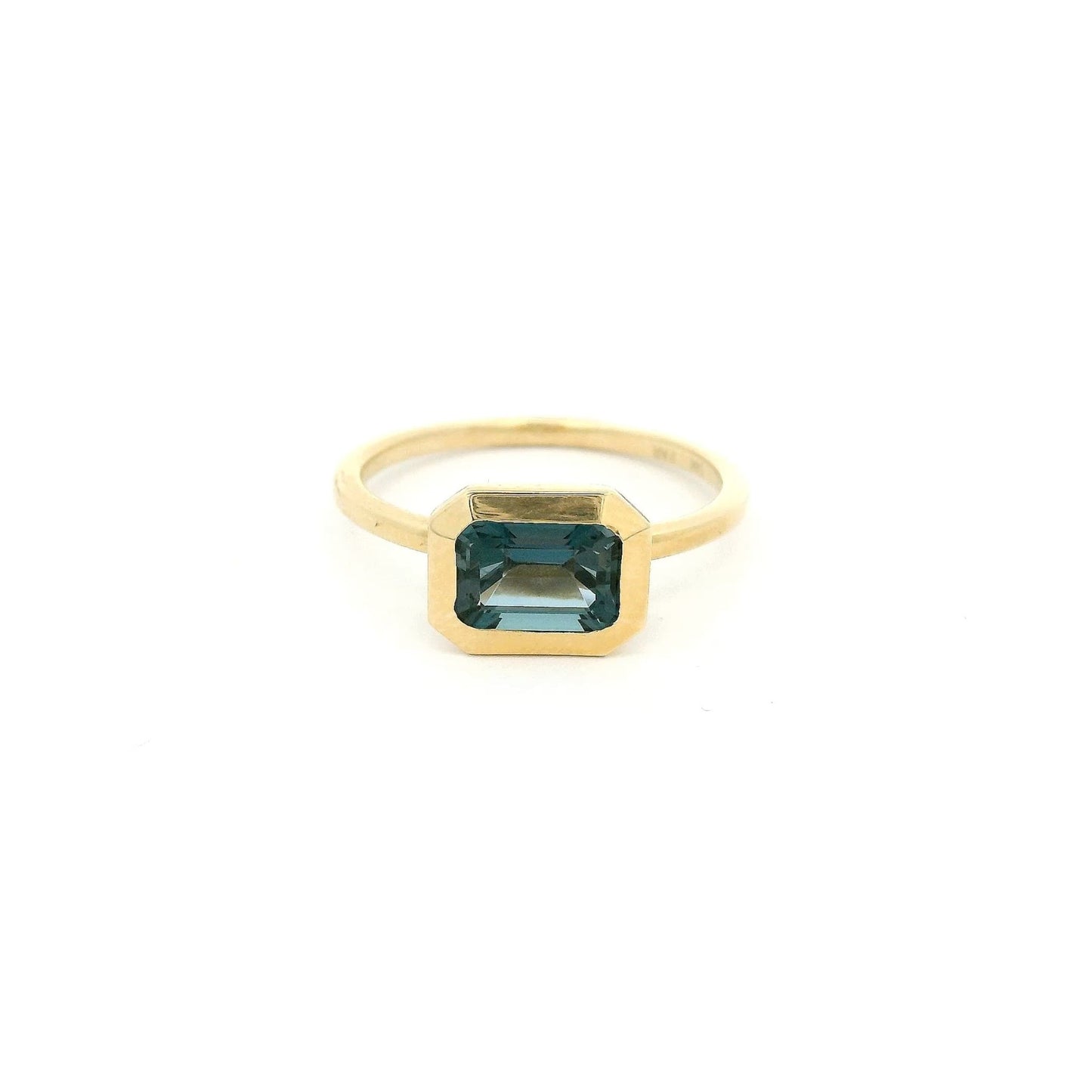 Emerald Cut London Blue Topaz Ring Set East to West - Forever Rox