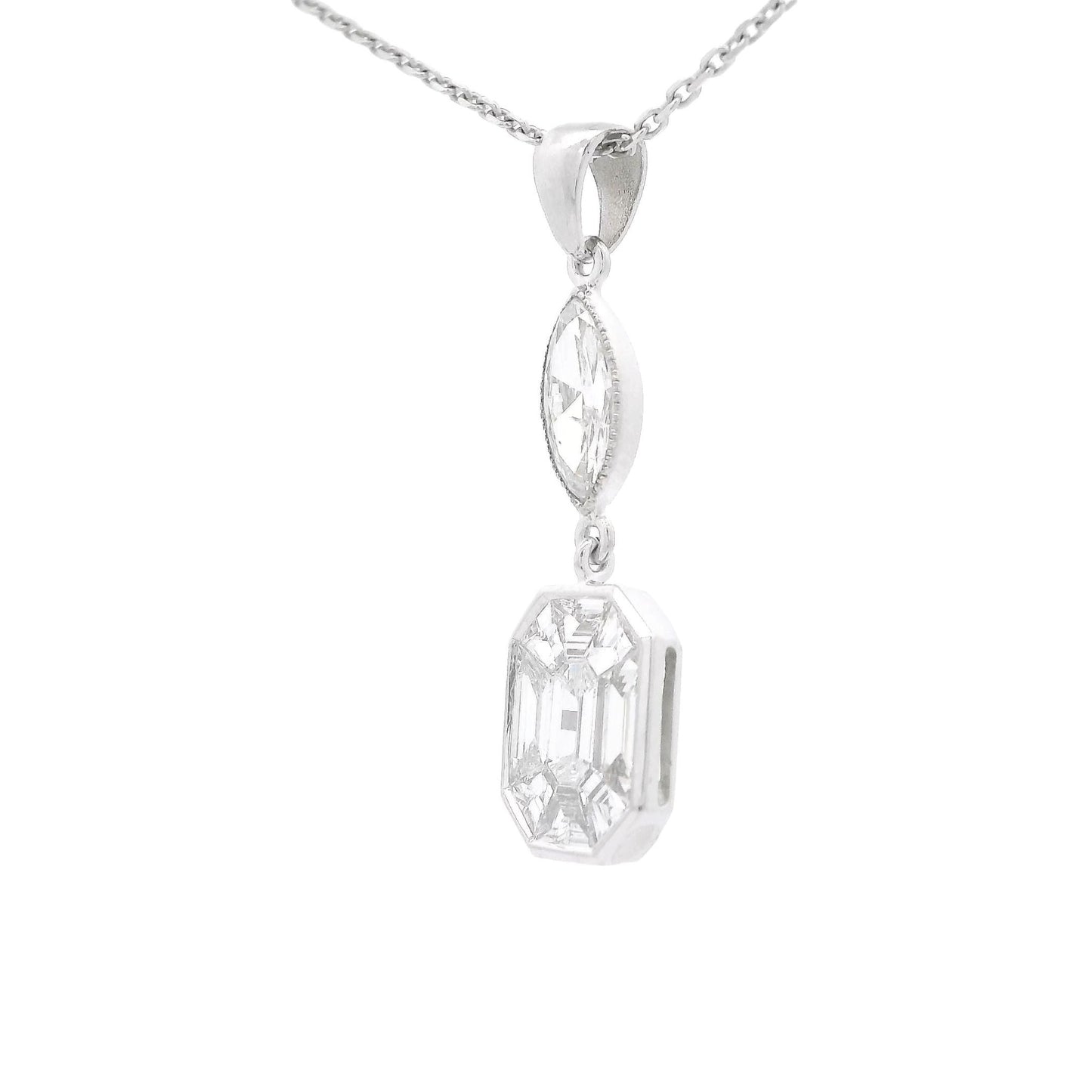 Emerald Cut & Marquise Cut Diamond Pendant - Forever Rox