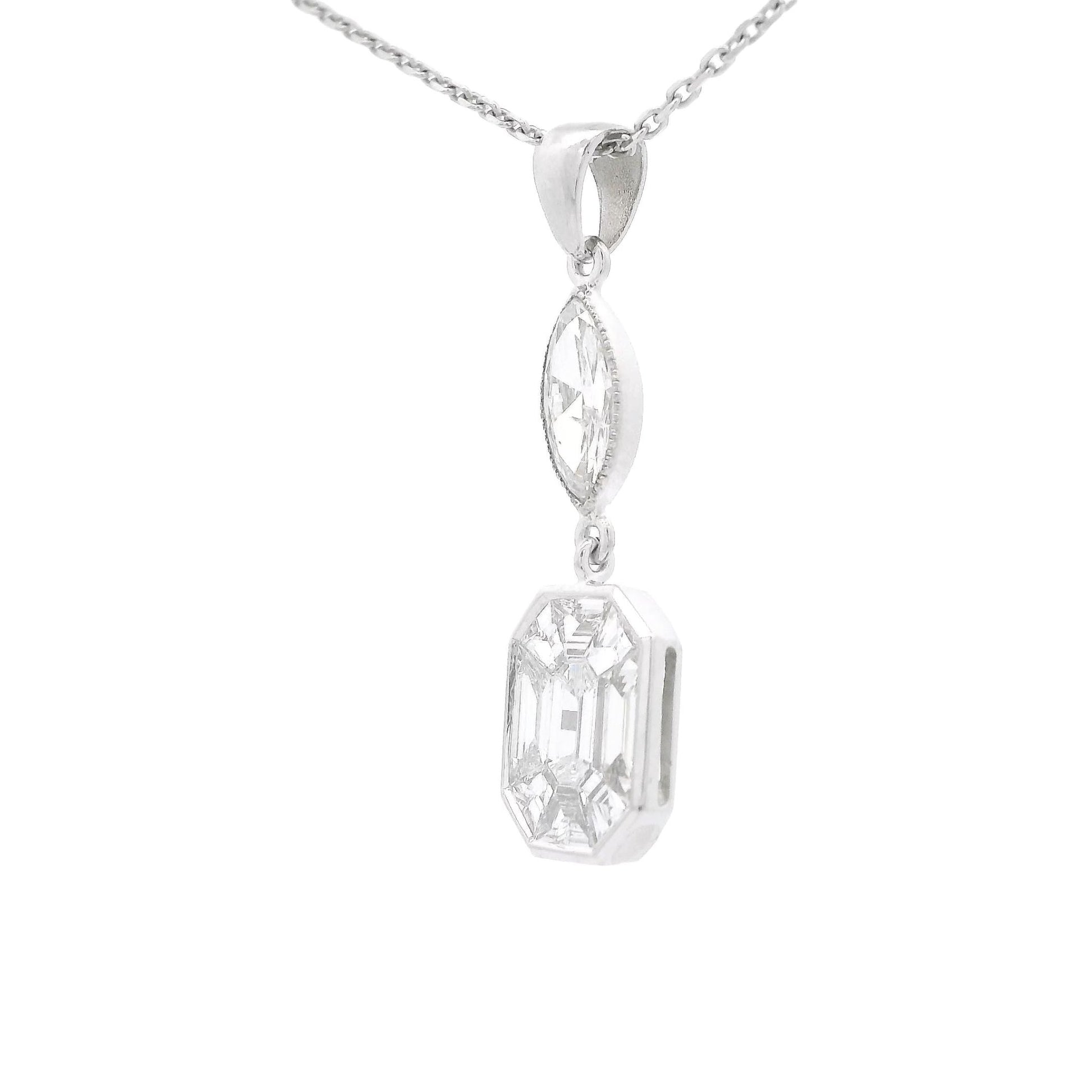 Emerald Cut & Marquise Cut Diamond Pendant - Forever Rox