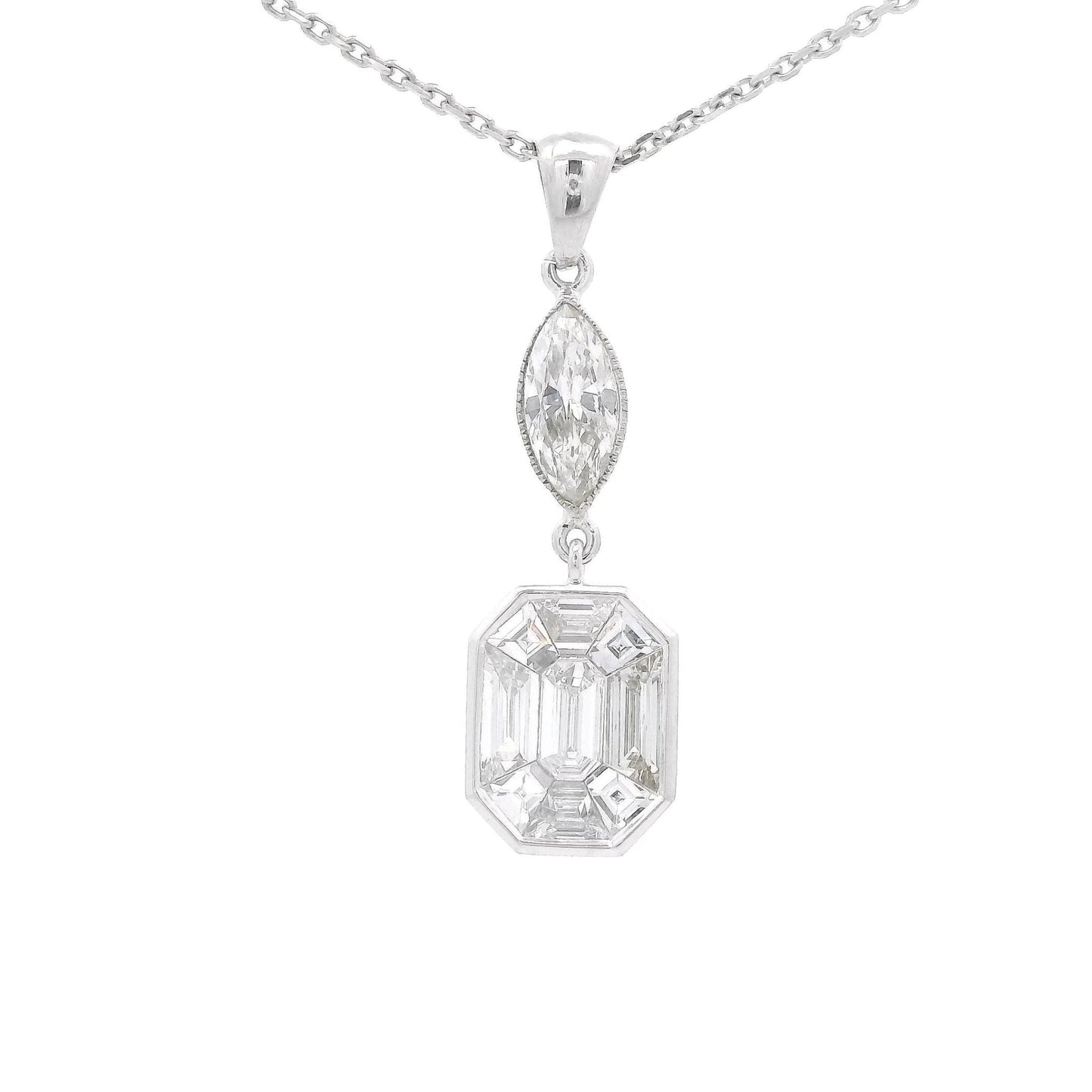 Emerald Cut & Marquise Cut Diamond Pendant - Forever Rox