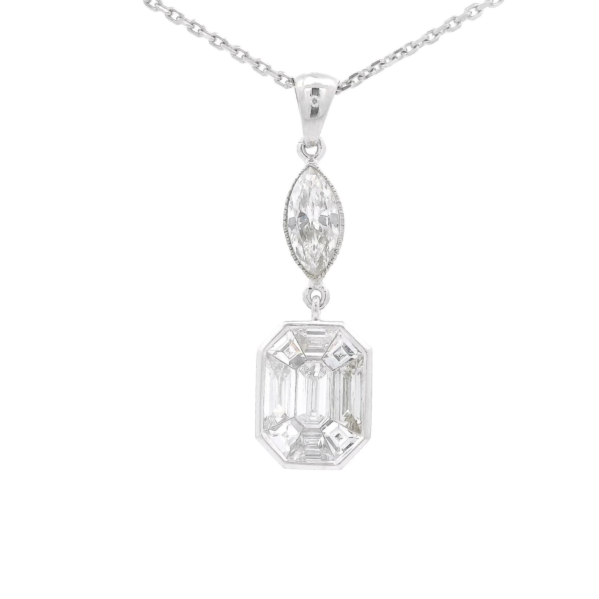 Emerald Cut & Marquise Cut Diamond Pendant - Forever Rox