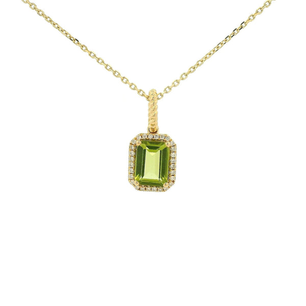 Emerald Cut Peridot & Diamond Pendant - Forever Rox Fine Jewelry