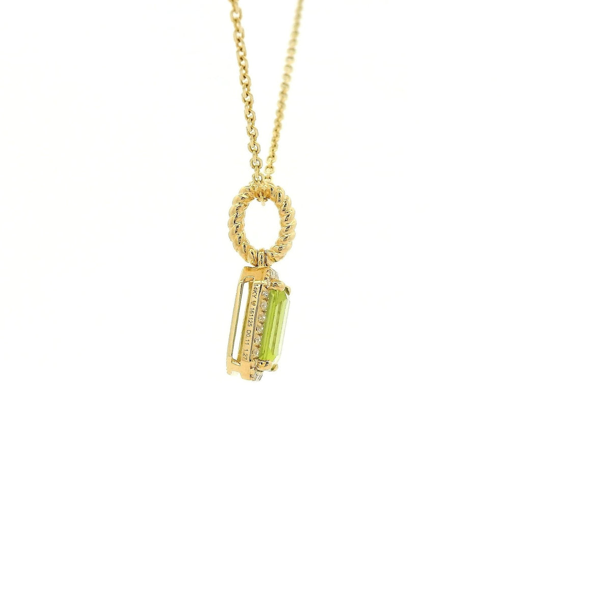 Emerald Cut Peridot & Diamond Pendant - Forever Rox Fine Jewelry
