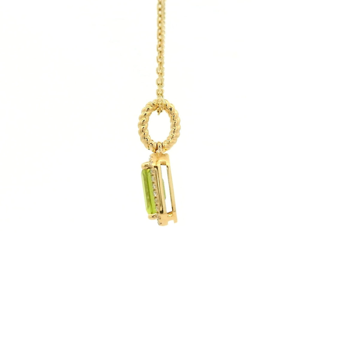 Emerald Cut Peridot & Diamond Pendant - Forever Rox Fine Jewelry