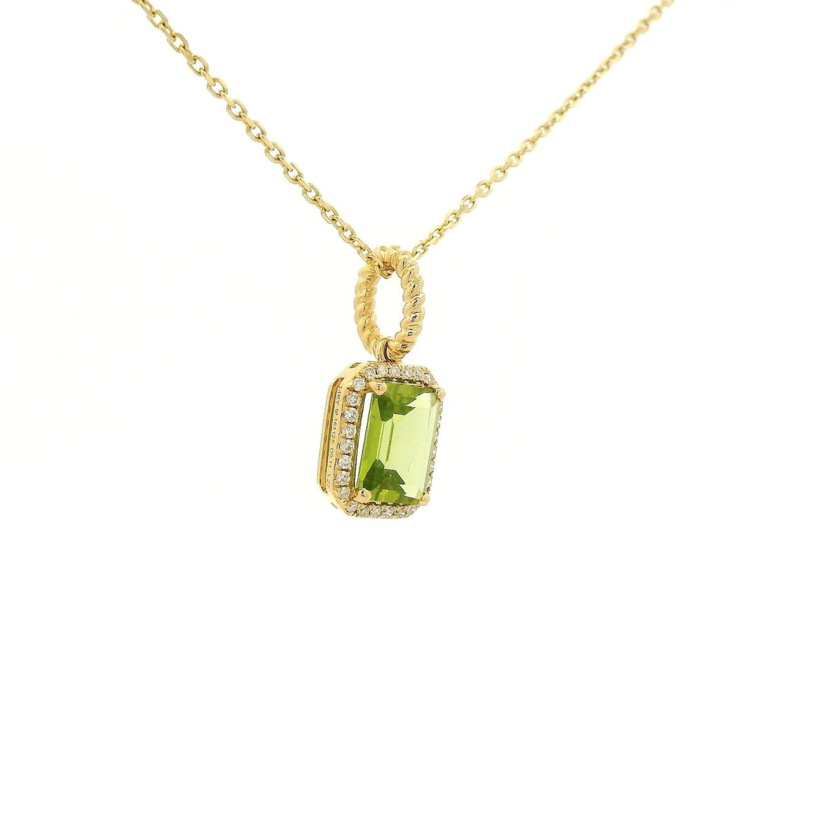 Emerald Cut Peridot & Diamond Pendant - Forever Rox Fine Jewelry
