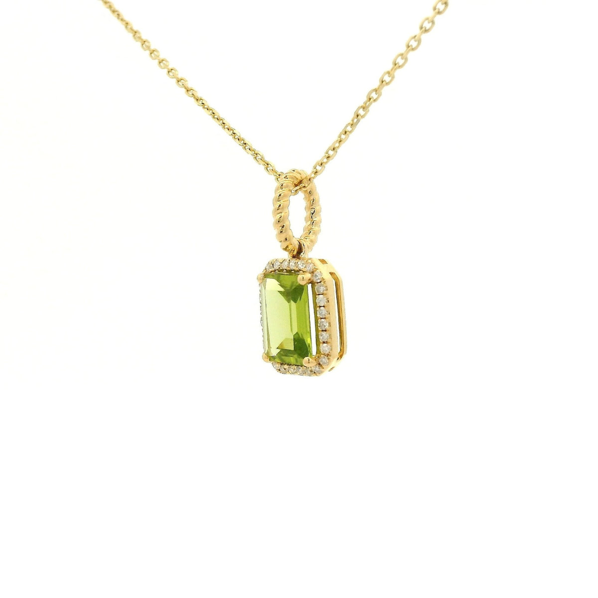 Emerald Cut Peridot & Diamond Pendant - Forever Rox Fine Jewelry