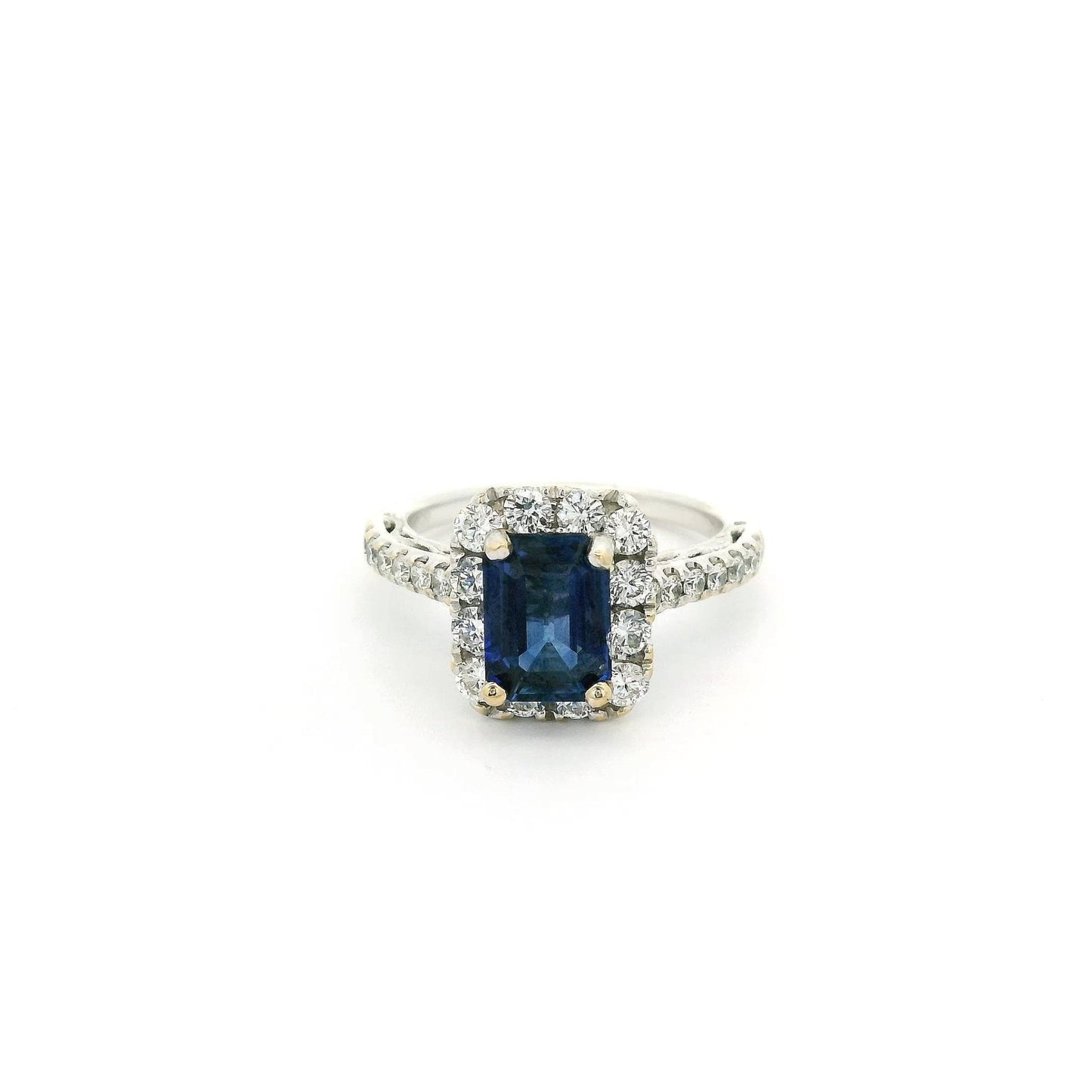 Emerald Cut Sapphire Ring With Diamond Halo - Forever Rox Fine Jewelry