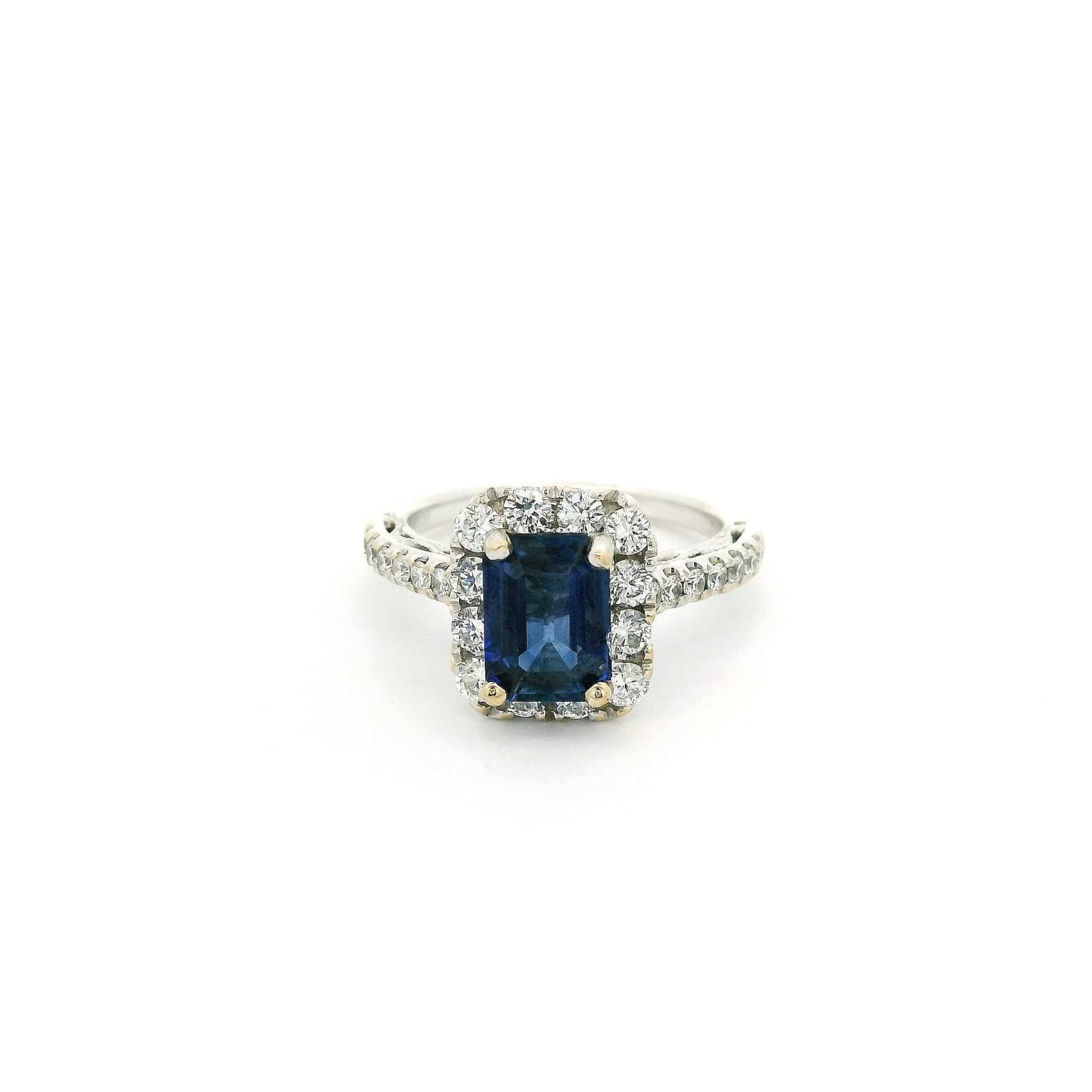 Emerald Cut Sapphire Ring With Diamond Halo - Forever Rox Fine Jewelry